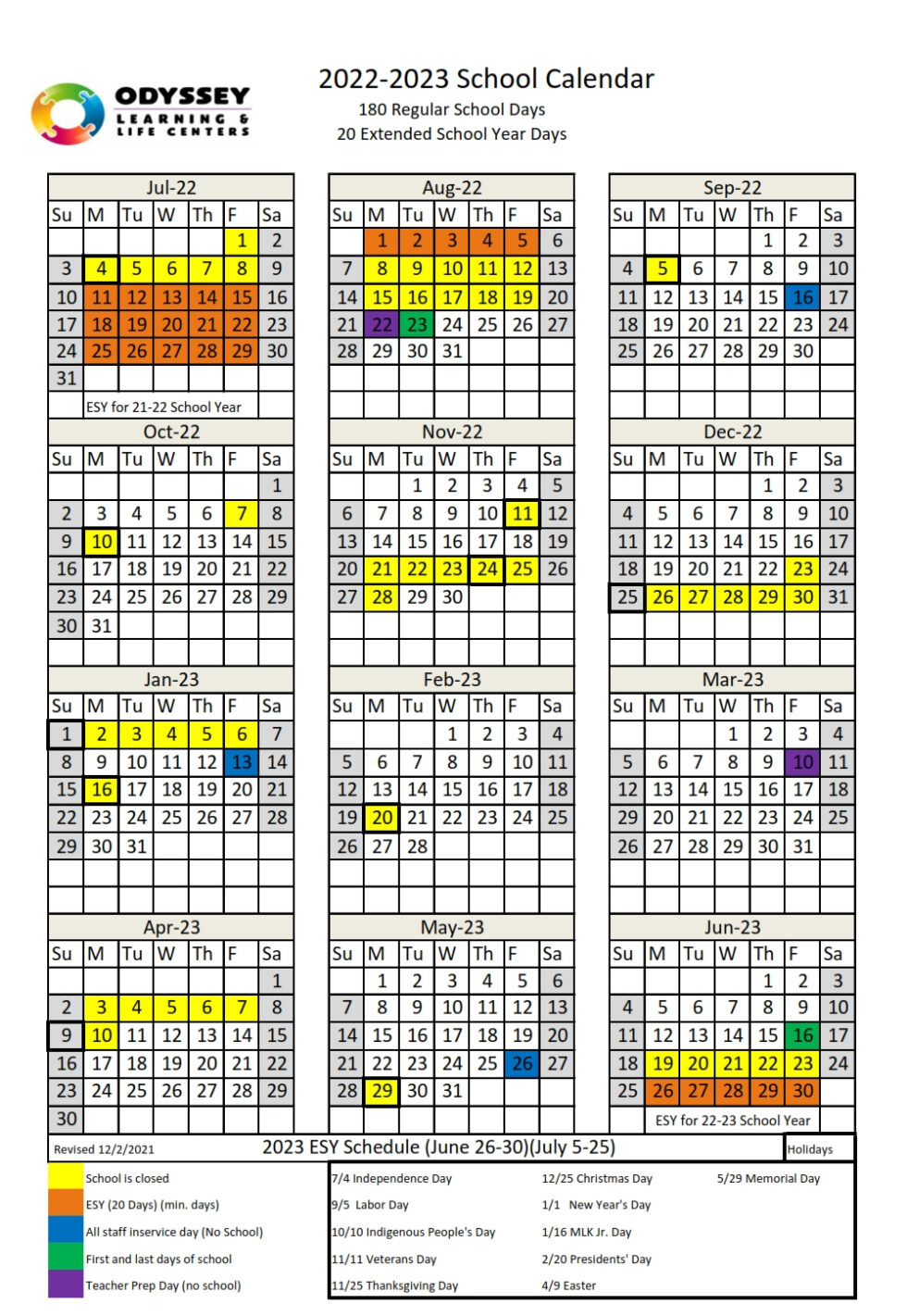 annual-school-calendar-for-odyssey-learning-center